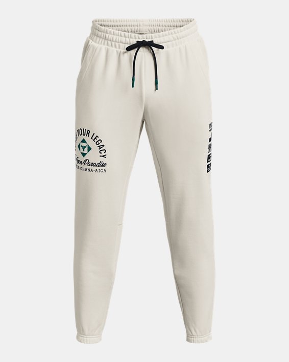 Men's Project Rock Heavyweight Terry Pants, White, pdpMainDesktop image number 4